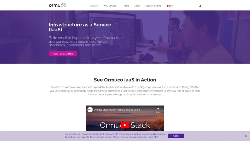 Homepage of Ormuco Stack