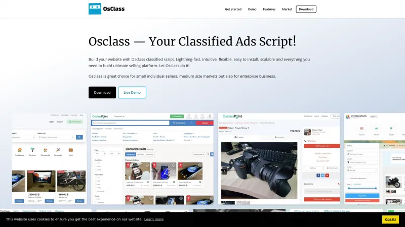 Homepage of Osclass