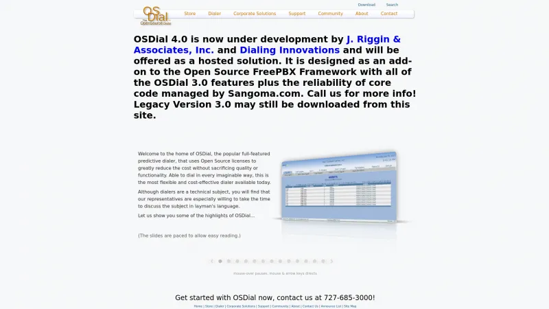 Homepage of OSDial