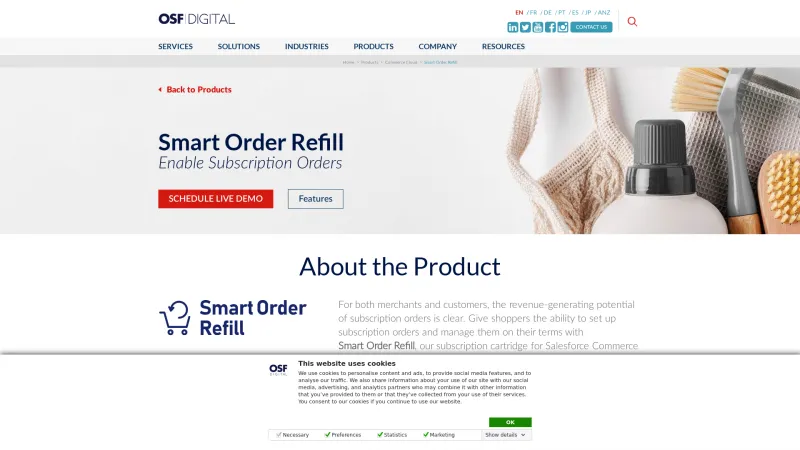 Homepage of Smart Order Refill