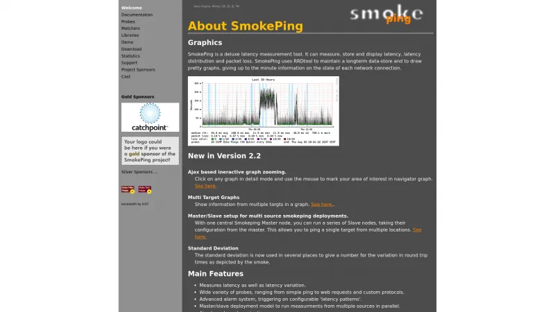 Homepage of SmokePing