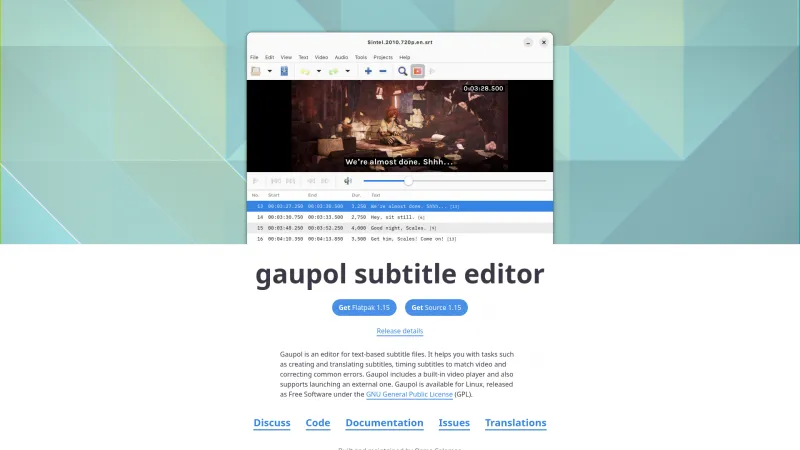 Homepage of Gaupol