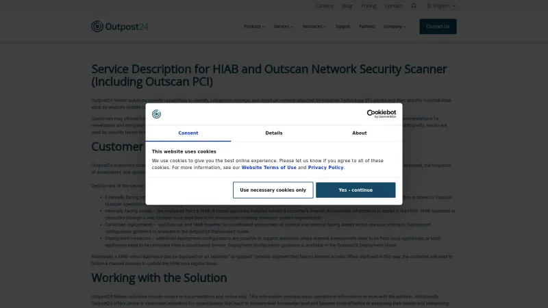 Homepage of OUTSCAN