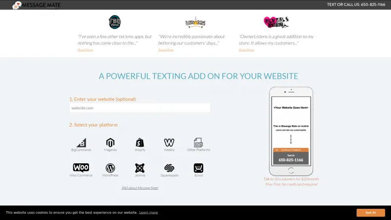 Homepage of Message Mate