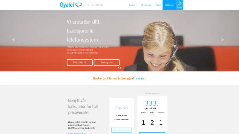 Homepage of Oyatel