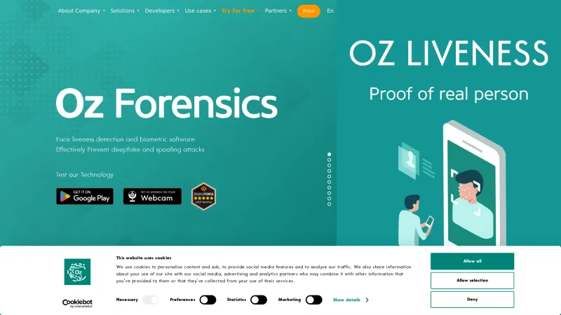 Homepage of Oz Biometry