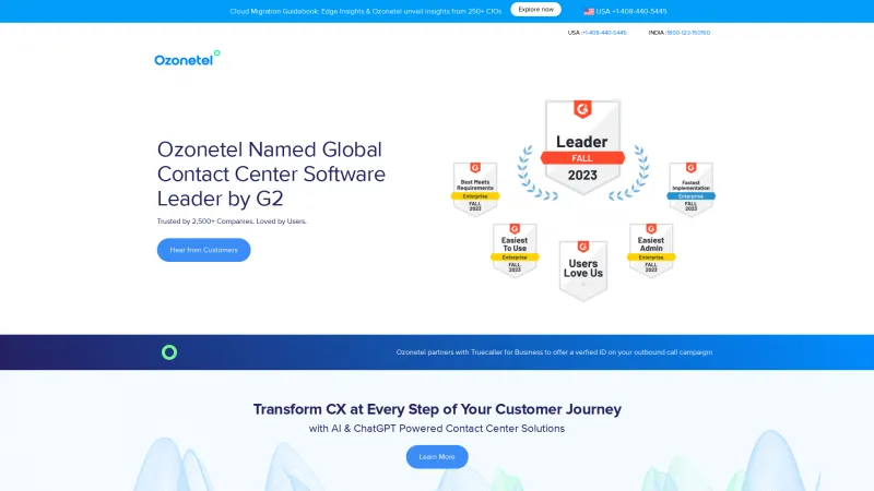 Homepage of Ozonetel