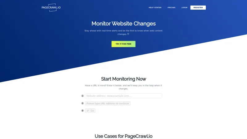 Homepage of PageCrawl.io