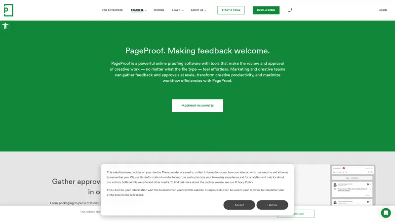 Homepage of PageProof