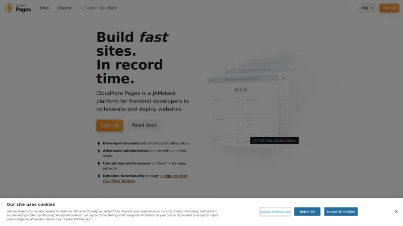 Homepage of Cloudflare Pages