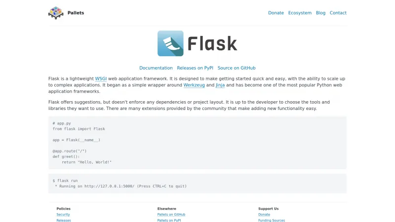 Homepage of Flask