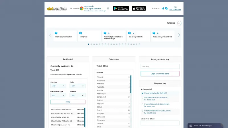 Homepage of DSL Rentals