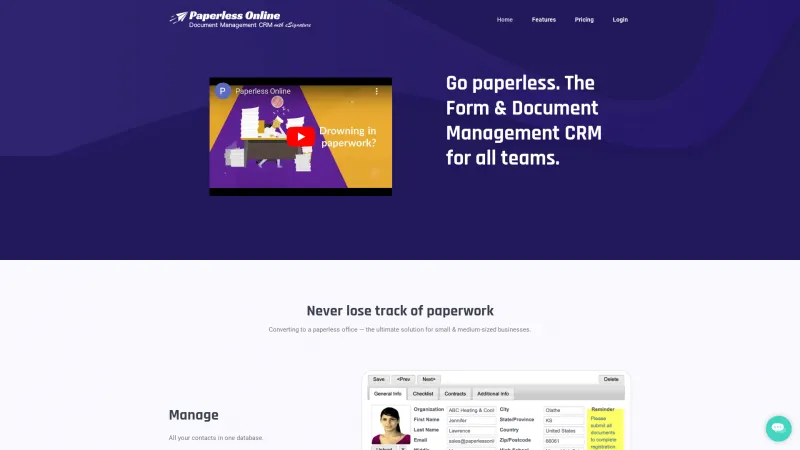 Homepage of Paperless Online