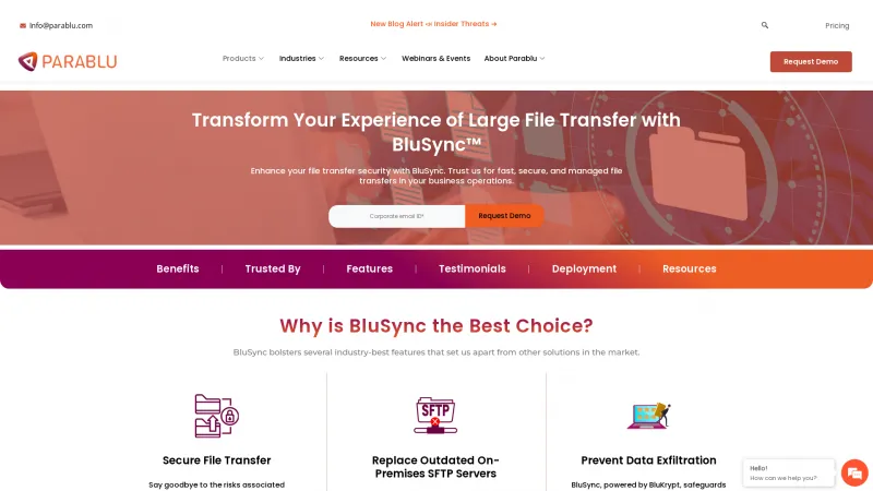 Homepage of BluSync