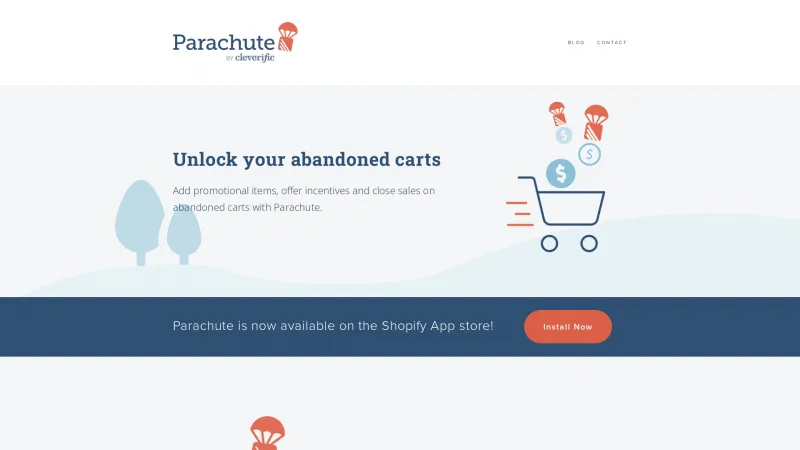 Homepage of Parachute