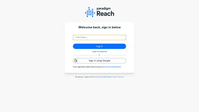 Homepage of Paradigm Reach