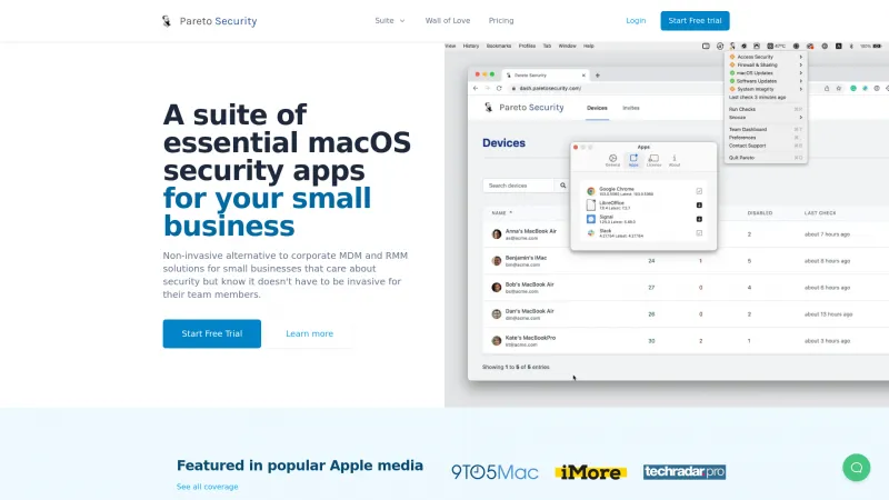 Homepage of Pareto Security