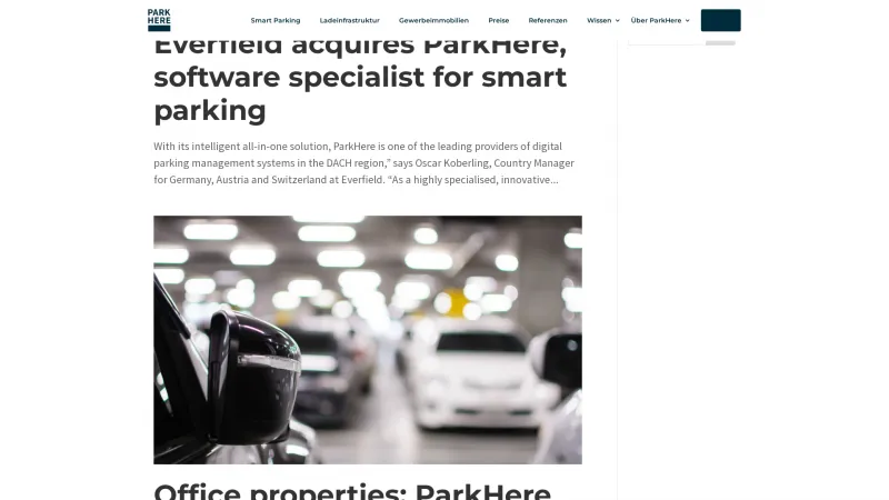 Homepage of ParkHere