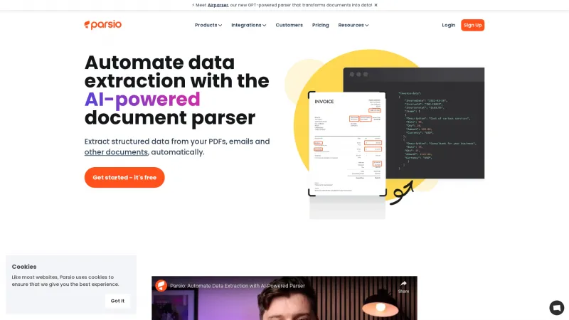 Homepage of Parsio.io