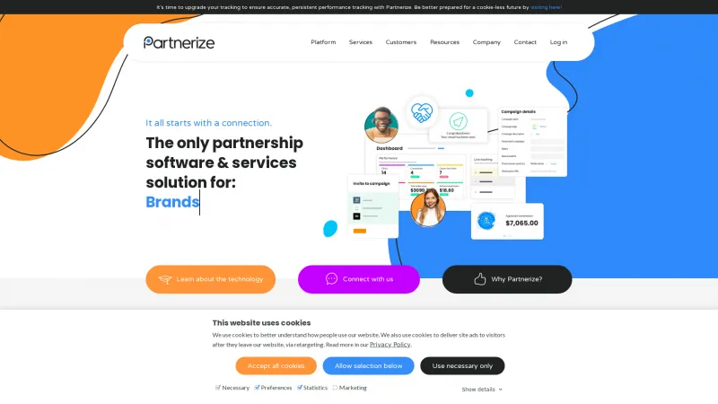 Homepage of Partnerize