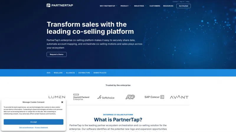 Homepage of PartnerTap