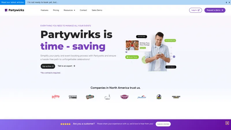 Homepage of Partywirks