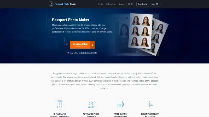 Homepage of Passport Photo Maker