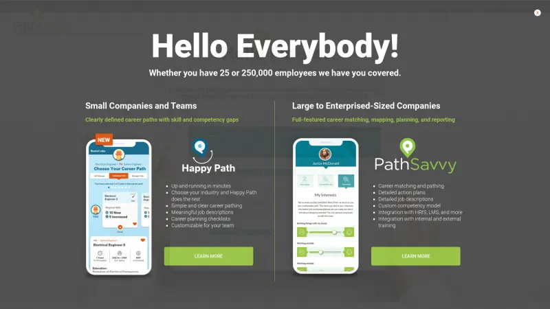 Homepage of PathSavvy