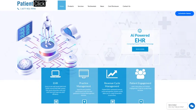 Homepage of PatientClick