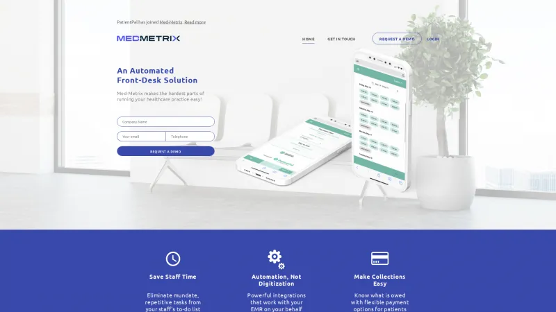 Homepage of PatientPal