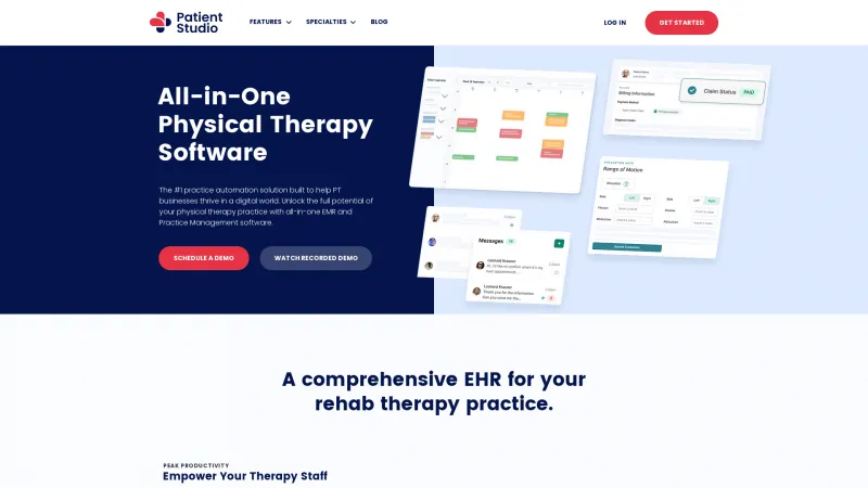 Homepage of PatientStudio