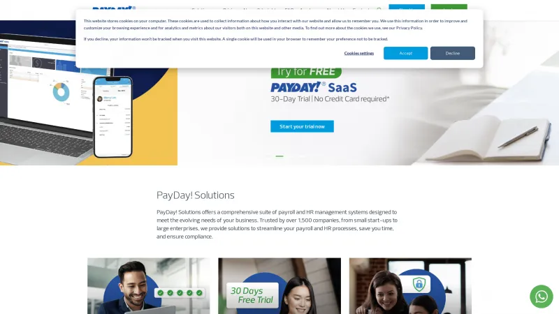 Homepage of PayDay! SaaS