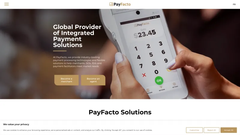 Homepage of PayFacto