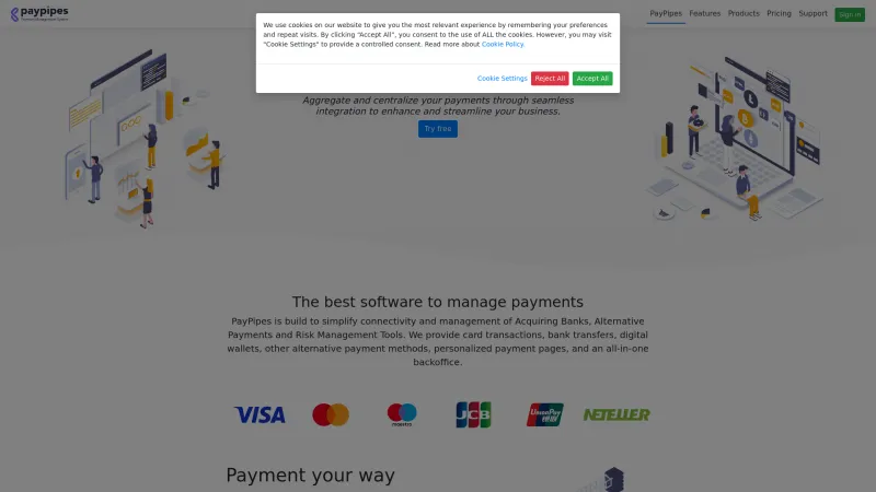 Homepage of PayPipes