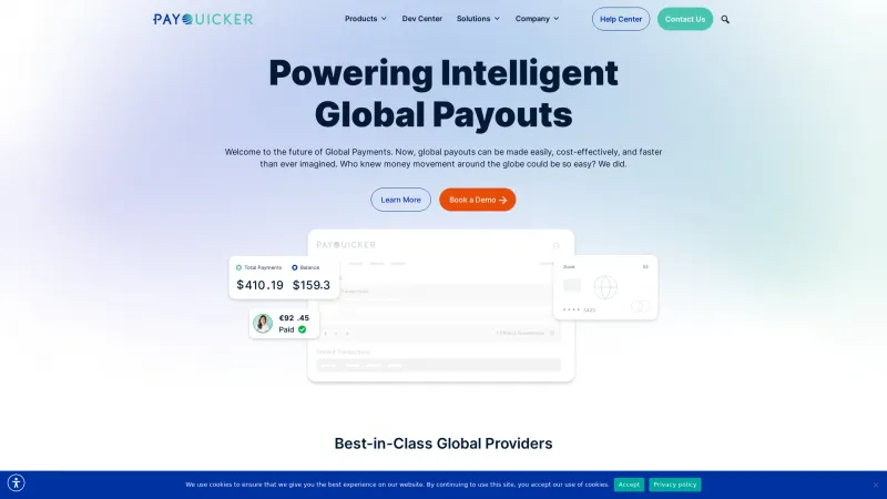 Homepage of PayQuicker