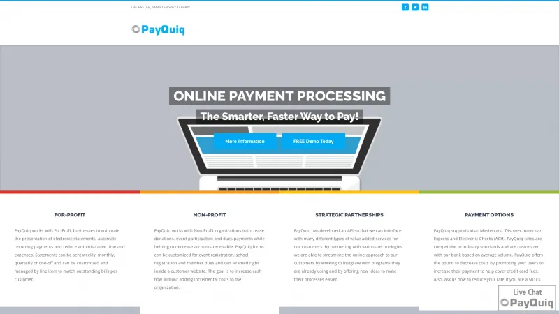 Homepage of PayQuiq