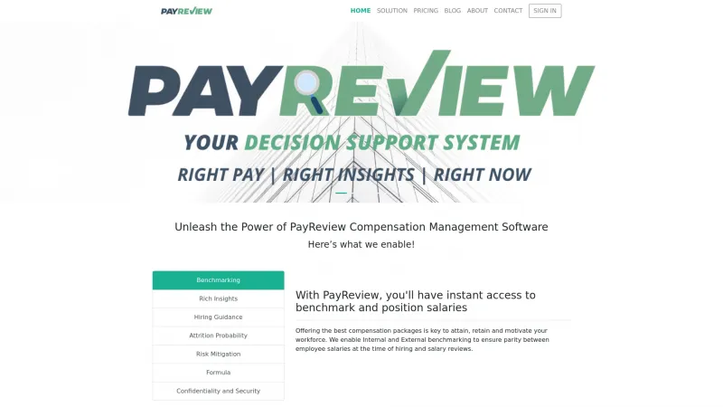 Homepage of PayReview