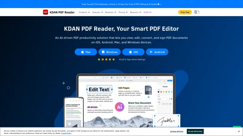 Homepage of KDAN PDF Reader