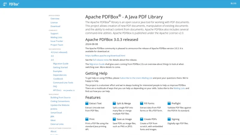 Homepage of PDFBox