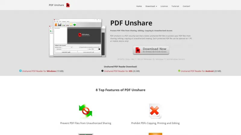 Homepage of PDF Unshare