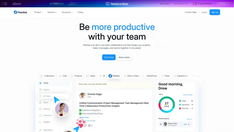 Homepage of PeerBie