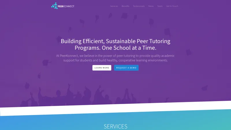 Homepage of PeerKonnect