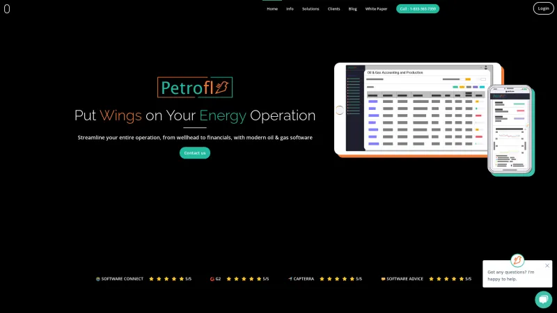 Homepage of Petrofly