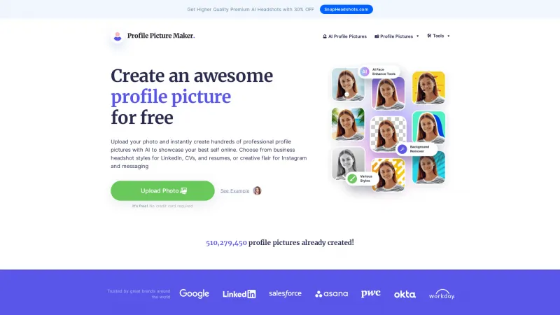 Homepage of Profile Pic Maker