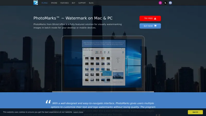 Homepage of PhotoMarks