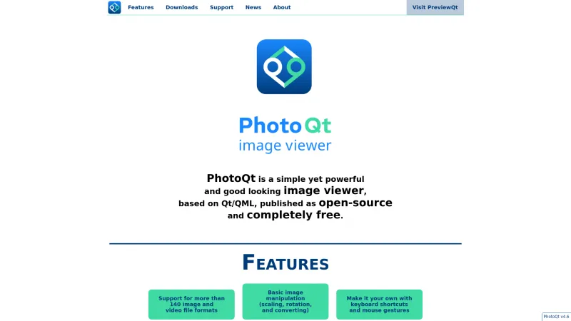 Homepage of PhotoQt