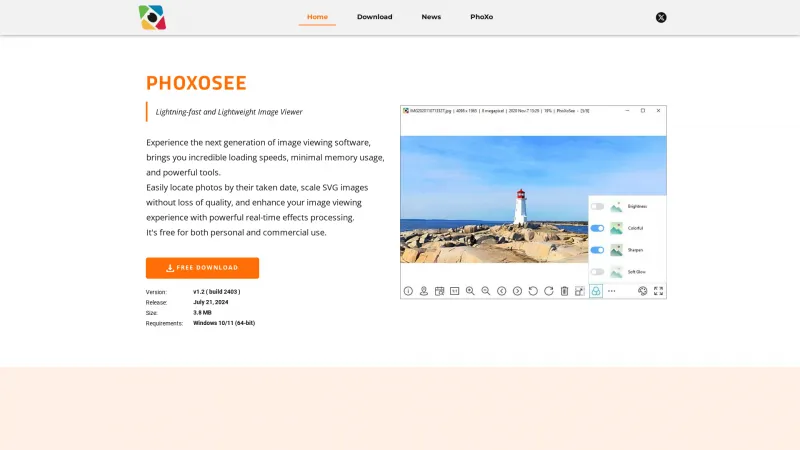 Homepage of PhoXoSee