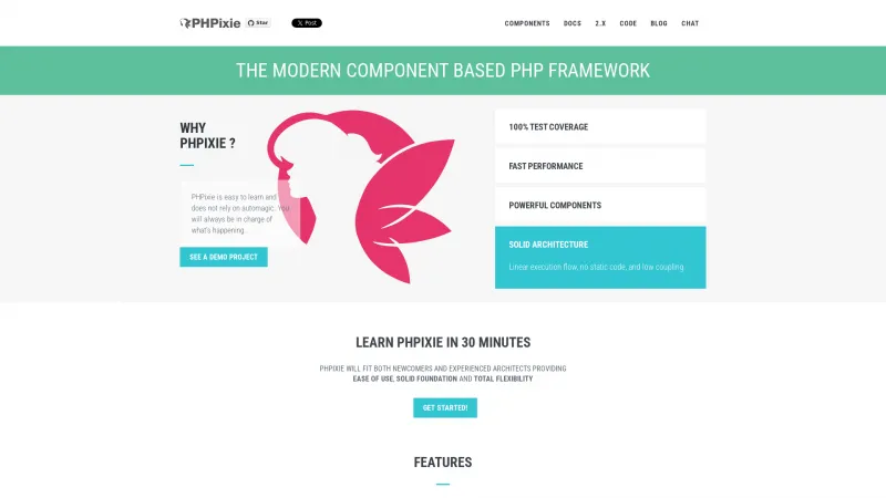 Homepage of PHPixie