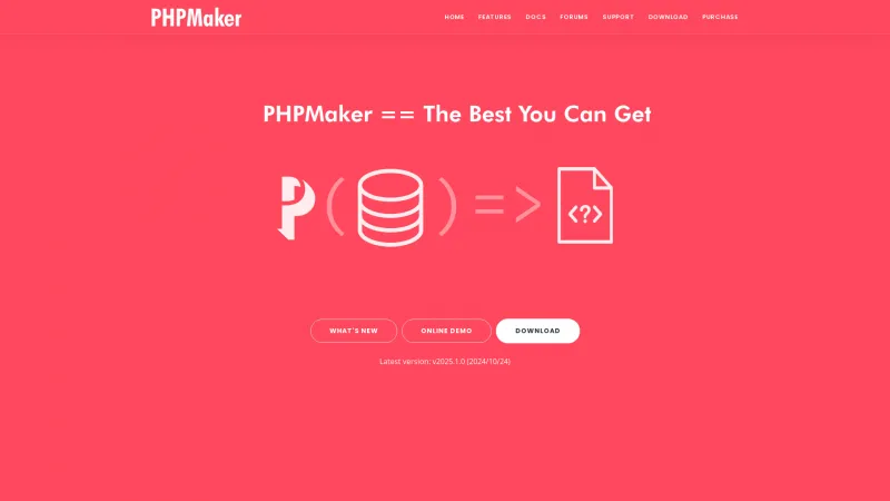 Homepage of PHPMaker