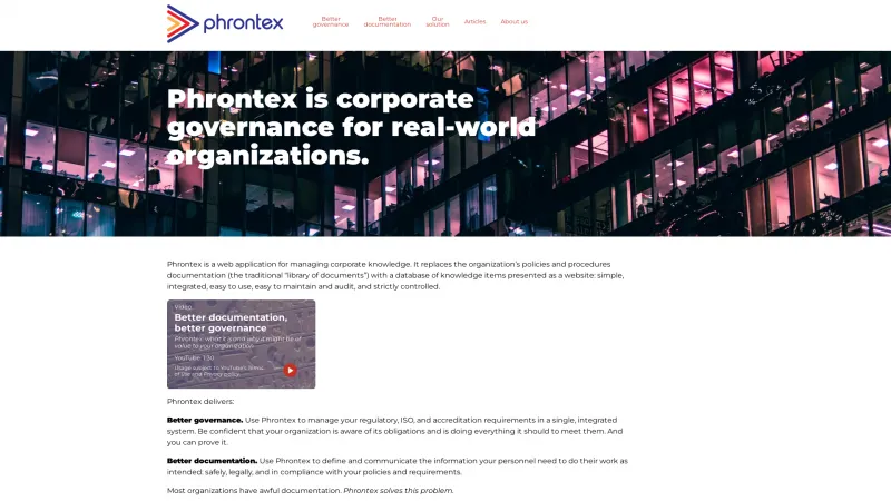 Homepage of Phrontex